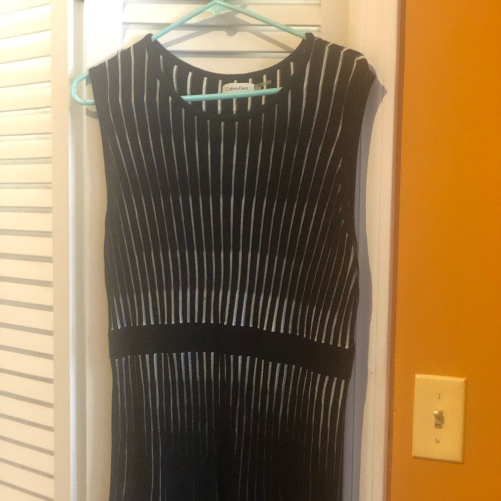 Calvin Klein striped knitted midi dress